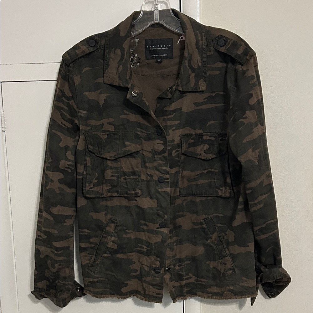 Sanctuary Olive Camouflage Utility Jacket
